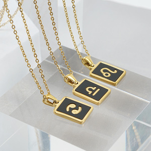 Hot 12 Zodiac Biểu Tượng Vòng Cổ Với Liên Kết Chuỗi 18K Vàng Thép Không Gỉ Hợp Thời Trang Fritillaria <span class=keywords><strong>Alba</strong></span> Tử Vi Cho Nữ - Product Image 6