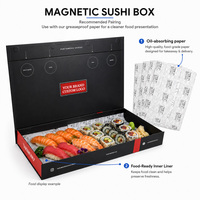 Porta Alimentos Japoneses con Logotipo Impreso en UV Premium, Fijación Adhesiva en las Cuatro Esquinas y Mecanismo de Cierre Magnético para Empaque de Comida Rápida