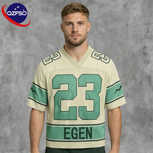 QZFSO Custom Hip Hop Vintage Sublimation Soccer T Shirt American Football Uniform <b>Top</b> Rhinestone Mesh Fabric Rugby Sport Jersey - Product Image 1
