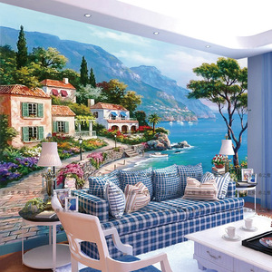 8D Mural 5D Paysage Méditerranéen Papier Peint Salon Canapé Tv Fond Papier Peint 3D <span class=keywords><strong>Film</strong></span> Et Télévision Revêtement Mural - Product Image 3