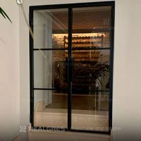 Porte battante en verre avec cadre en acier givré Realgres, charnière pivotante dissimulée, haute confidentialité, salon, dressing