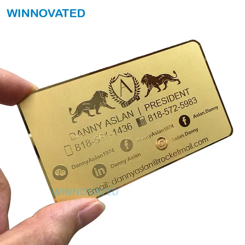 Schneiden Sie Gold Metallic Golden Metal Mirror Finsh Karten mit Barcode aus