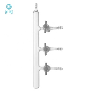 أدوات زجاجية مخبرية مخصصة من هوك، مشعب مزدوج مفرغ الهواء مع صنبور زجاجي - Product Image 3