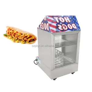 Glass hot dog warmer display hamburger warming showcase bun warming machine