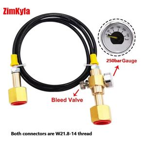 Station de remplissage de bouteilles de CO2 Sodastream, adaptateur de remplissage en laiton pour outils pneumatiques avec tuyau noir de 1,5 m et manomètre de pression 250 bars - Product Image 1
