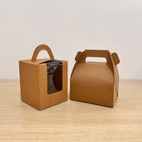 Boîte kraft transparente à fenêtre pour mini-gâteaux, muffins et tartes aux œufs, prix d'usine, portable, à trou unique, couleur unie, pour l'emballage alimentaire