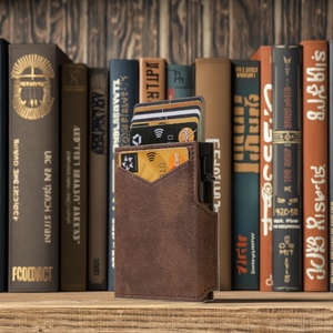 For Vintage Thread Elastic Band Money Clip Slim Wallet Card <b>Case</b> Magnet Expandable RFID Blocking <b>Coin</b> Zipper Pocket Portable - Product Image 4