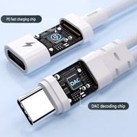 Verbesserte Version Weißer Universeller USB-C zu 3,5mm Audio-Ladeadapter Geflochtener Schnelllade-Konverter für Handy Tablet Laptop