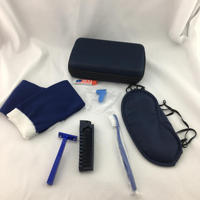 Kit de commodité pour avion tendance, brosse à dents, dentifrice, sac en polyester pliable, fermeture éclair, bonbons, compagnon de voyage élégant