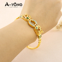 Bracelet en or plaqué or 18k pour femme, bijou à Double tête avec motif léopard