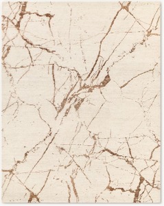 Tapis de salon en laine et jute fait main, aspect marbre naturel abstrait, couleur crème/bronze, à poils longs et doux, ciselé à la main - Product Image 1