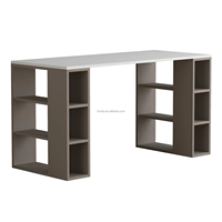 Bureau d'ordinateur moderne en bois avec 6 étagères de rangement, bureau debout pour le bureau à domicile, l'étude
