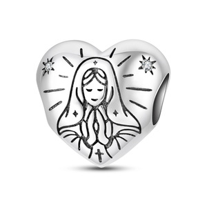 <b>Cute</b> white brass heart shaped pendant a religious Catholic gift for mothers suitable for both men and women - Product Image 3