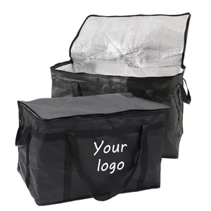 Portable Non Woven Shopping Bag Eco-Friendly Food Cooler Tote Bag Durable Foldable Pizza Thermal Luxury Cooler Bags