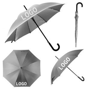 Daily Lightweight Portable Silver UV-Coated Straight Metal Traveler's <b>Umbrella</b> Great for Tourists Manual Control Carry Case - Product Image 1