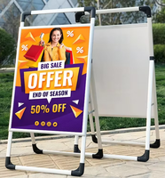 Panneau publicitaire pliable double face en forme de A, robuste, avec glissière latérale, pour l'affichage d'affiches publicitaires
