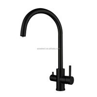 Robinet de cuisine 3 voies pour eau filtrée, mitigeur moderne en acier inoxydable SS304 avec double poignée, personnalisation OEM