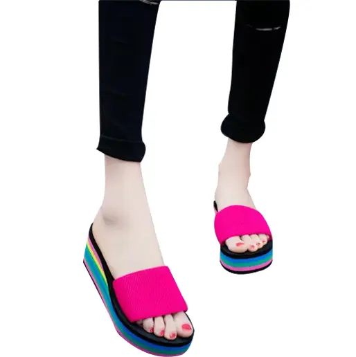 2019 Summer Women Sandal Slippers Platform Bath Slippers Wedge Beach Flip Flops High Heel Slippers Beach Slide Shoes