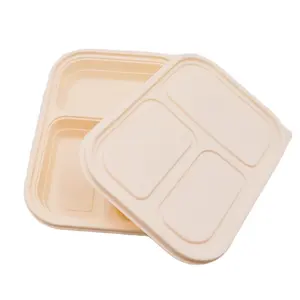 Plateau de fécule de maïs alimentaire jetable de qualité alimentaire biodégradable 100% assiettes de service compostables