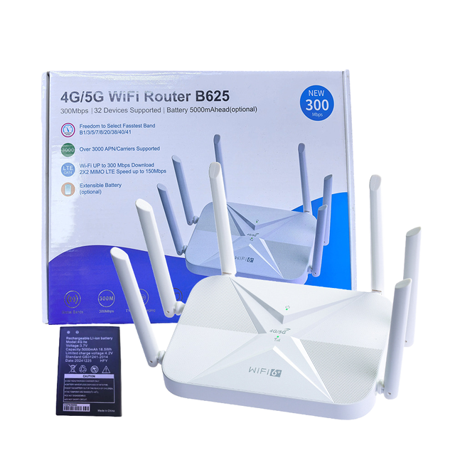 B625 Unlocked 300Mbps 4G LTE Mobile WiFi Router CPE 2.4G Sim Card Slot 6 Wireless Wifi 6 Router for Outdoor Home Use