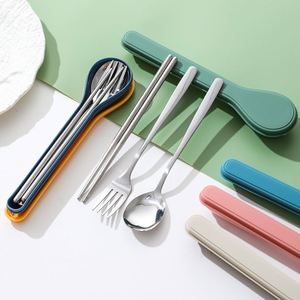 Ensemble de couverts de camping avec étui de rangement, couverts de voyage en acier inoxydable, cuillère et baguettes portables - Product Image 2