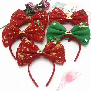 Популярная Рождественская повязка на голову, украшение для рождественской вечеринки, повязка для волос для маленьких девочек, повязка на голову с застежкой, оптовая продажа, дешево