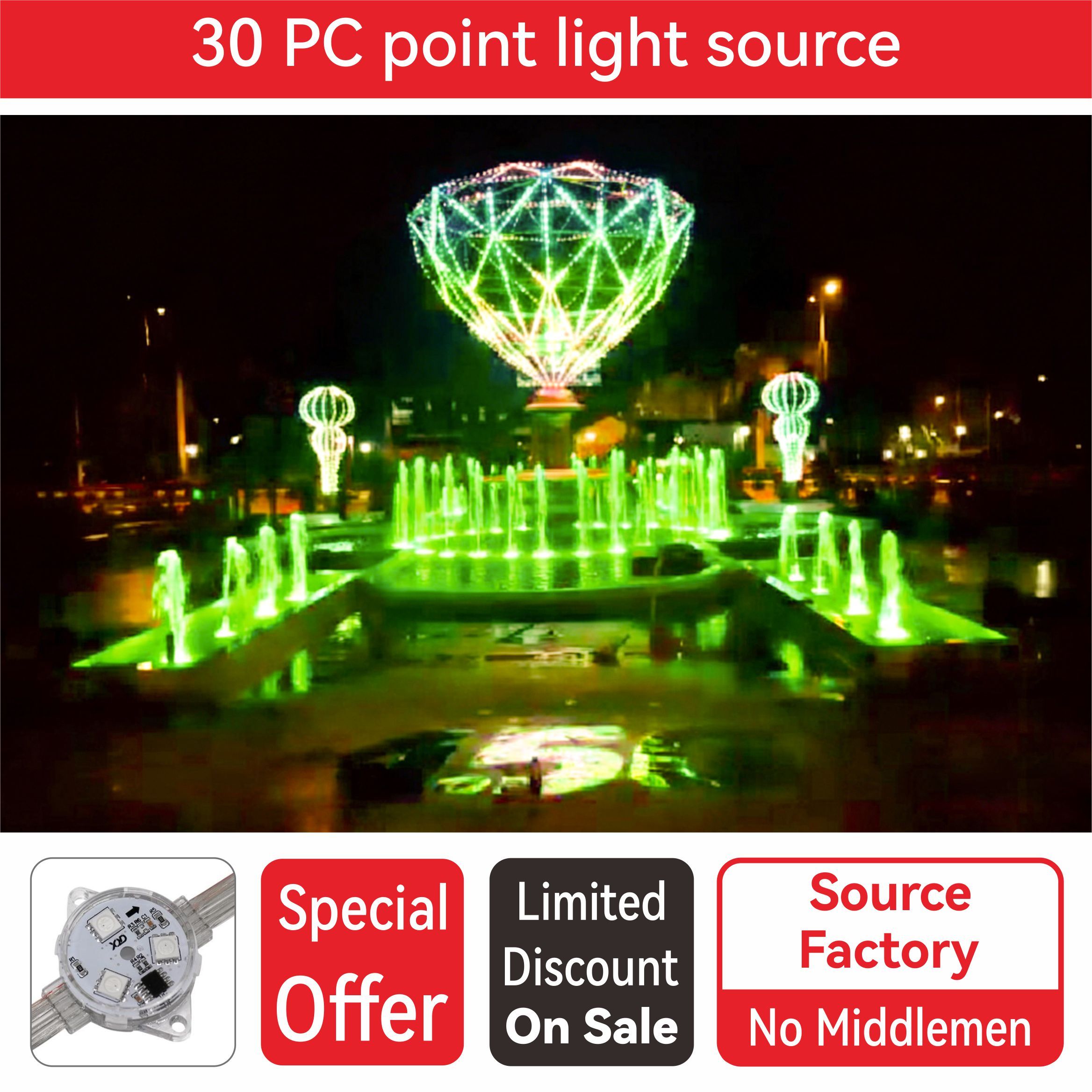 Super Bright Outdoor Decor 30PCS Mini Point Light Source LED Pixel Lamp Wall Building Facade Stage Decorative Spot Light
