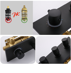 Modern High Pressure Thermostatic Wall <strong>Shower</strong> Faucet Set Black Rainfall <strong>Shower</strong> <strong>System</strong> with Body Jets Bathroom Faucet Accessories - Product Image 4