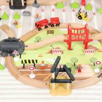 104 Urban Engineering Track Ensemble de train en bois coloré 110 pièces pour le développement de l'intelligence des garçons et des filles