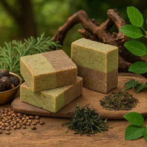 Barra de Champú Anticaída con Jengibre, Jabón Calmante para el <span class=keywords><strong>Cuero</strong></span> <span class=keywords><strong>Cabelludo</strong></span> con Artemisia, Barra Limpiadora Capilar Natural con Bayas de Jabón para Reparación del Cabello Fino - Product Image 1