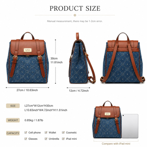 Sac à dos de voyage pour femmes, en cuir PU, grande capacité, sac à dos décontracté, style vintage, sac à bandoulière multi-poches, sac à dos quotidien pour l'extérieur - Product Image 6