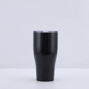 30oz Curved Powder Coated Tumbler Stainless Steel <b>Double</b> <b>Wall</b> Vacuum Insulated Mug with Detachable Lid - Product Image 2