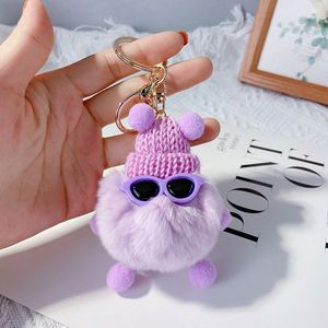 Cute Rabbit Plush Coal Ball <b>Key</b> <b>Chain</b> Personalized Creative Cartoon Toy Plush Ball Car Accessories Keychain for Bag Pendant - Product Image 6
