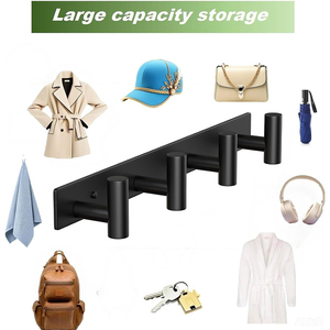 <span class=keywords><strong>Porte</strong></span>-manteau <span class=keywords><strong>mural</strong></span> en acier inoxydable pour salle de bain, avec 4 crochets pour serviettes et chapeaux - Product Image 4