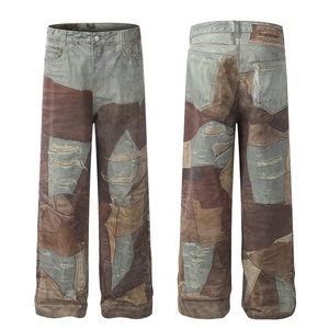 Jeans Unisex Estilo Americano 2025 con Estampado 3D y Tinte Desgastado, Corte Micro Acampanado |   Vaqueros de Pierna Recta y Corte Holgado de Estilo Urbano - Product Image 2