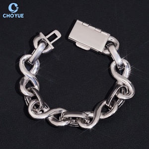 Hip Hop 925 Silver Moissanite Chain <b>Bracelet</b> Rhodium Plated Baguette Cut <b>Infinity</b> Style Link Unisex Luxury Everyday Wear - Product Image 4