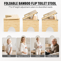 Tabouret de toilette pliant en bambou, inclinable et réglable, repose-pieds pour accroupissement, marchepied de salle de bain pliable à 5 positions pour enfants et adultes
