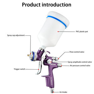 스테인레스 스틸 바늘 팁이있는 프리미엄 1.3mm 에어 스프레이 건 600ml 중력 공급 컵 자동차 페인트 스프레이 전용 - Product Image 2