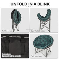 Chaise de camping ronde pliable XXL surdimensionnée, super confortable, rembourrée, chaises de camping Moon, chaises de jardin robustes pour adultes