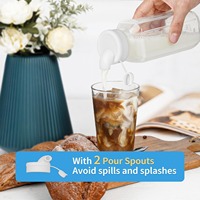 Bouteille de lait en verre carrée de 500 ml avec graduations et couvercle anti-fuite, pour jus, miel et stockage