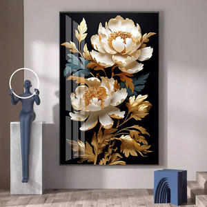 Moderno Dipinto Astratto in Cristallo e Porcellana con Decorazione Floreale per <span class=keywords><strong>Soggiorno</strong></span> e Corridoio, <span class=keywords><strong>Design</strong></span> Stampato su Base di Carta - Product Image 2