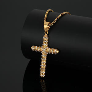 Hip Hop Iced Out Gothic Cross Christian Designer impermeable deslustre libre Acero inoxidable joyería colgante collares hombres hombre - Product Image 3