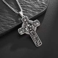 Collier chrétien en acier inoxydable avec chaîne, croix et halo de communion catholique européenne et américaine, jus de raisin