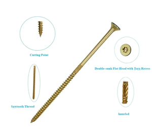 Vis à bois Torx multifonctionnelles Ruspert jaunes zinguées à tête fraisée ovale pour panneaux de particules, système de mesure métrique - Product Image 1