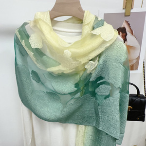 Nuova Sciarpa in Organza alla Moda, Colorata e Sfumata, con Stampa Floreale Rosa, Sexy Sciarpa da Donna, Hijab Tinta Unita - Product Image 4