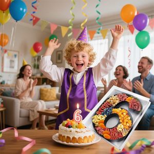 Charcuterie Board 12.5 Inch Cardboard Cutout Fillable Number 6 Food Tray Party Decorative <b>Box</b> - Product Image 6