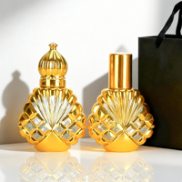 Flacon d'huile essentielle de parfum de 10 ml de style luxe du Moyen-Orient, forme unique, en verre électroplaqué, fabricant de flacons Atar