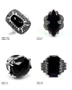 Anelli in <span class=keywords><strong>Argento</strong></span> <span class=keywords><strong>925</strong></span> <span class=keywords><strong>con</strong></span> Marcasite all'Ingrosso, <span class=keywords><strong>Anello</strong></span> Antico <span class=keywords><strong>con</strong></span> Grande <span class=keywords><strong>Pietra</strong></span> <span class=keywords><strong>Nera</strong></span> - Product Image 2