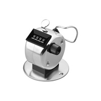 Compteur manuel à quatre chiffres avec base métallique (argent et noir) 65 mm de hauteur pour événements de formation, comptages simples sans piles