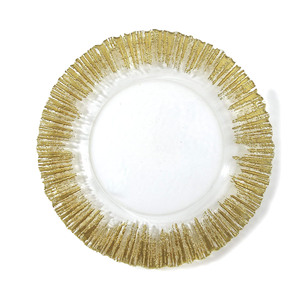 Assiette de présentation moderne de luxe personnalisée en plastique et verre, argentée et dorée, 33 cm (13 pouces), pour décoration d'événements et de fêtes, lot de 100 pièces - Product Image 1